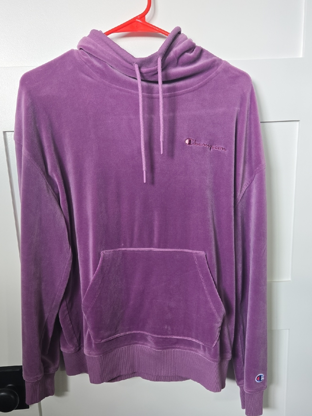 Champion Purple Velour Turtleneck Hoodie Womens Size M Soft EUC